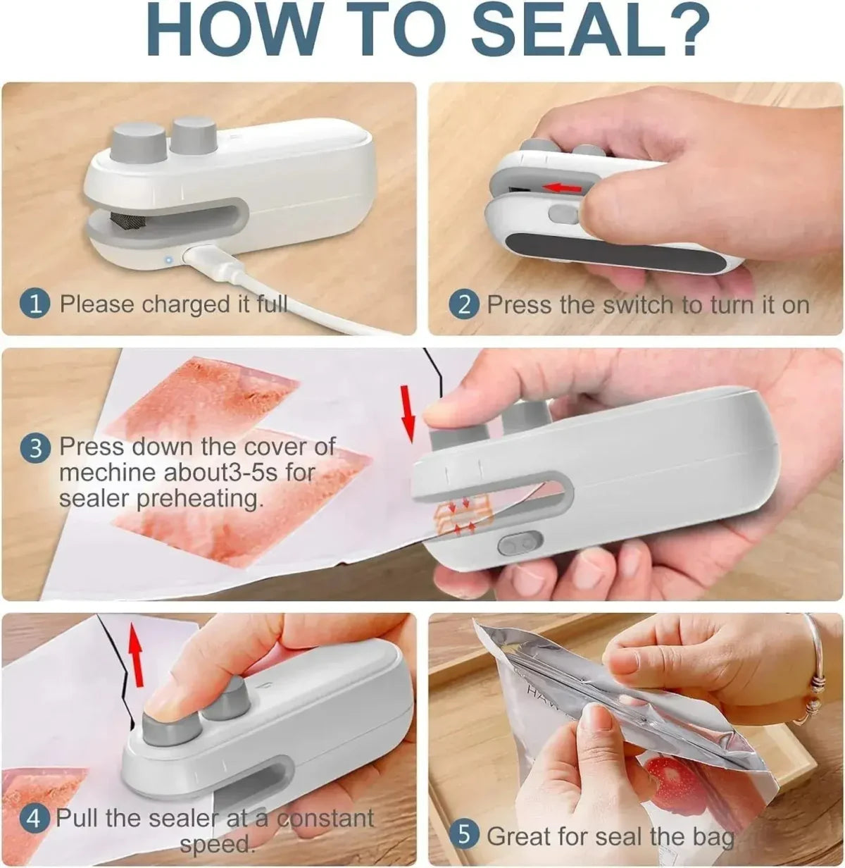 Portable Mini Sealing Machine – USB Rechargeable Food Bag Sealer in Pakistan
